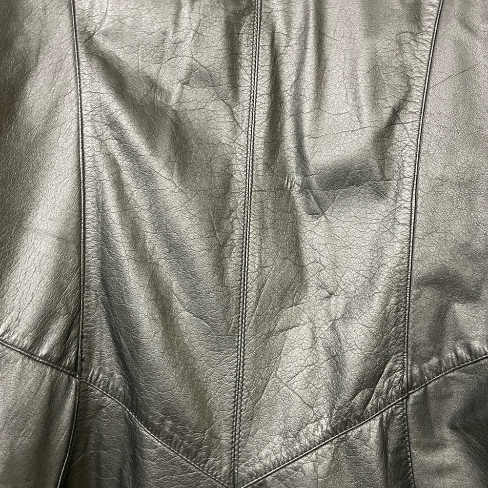 VTG G-III Genuine Leather Trench Coat Long Black Overcoat L Made in Indonesia - Picture 10 of 15